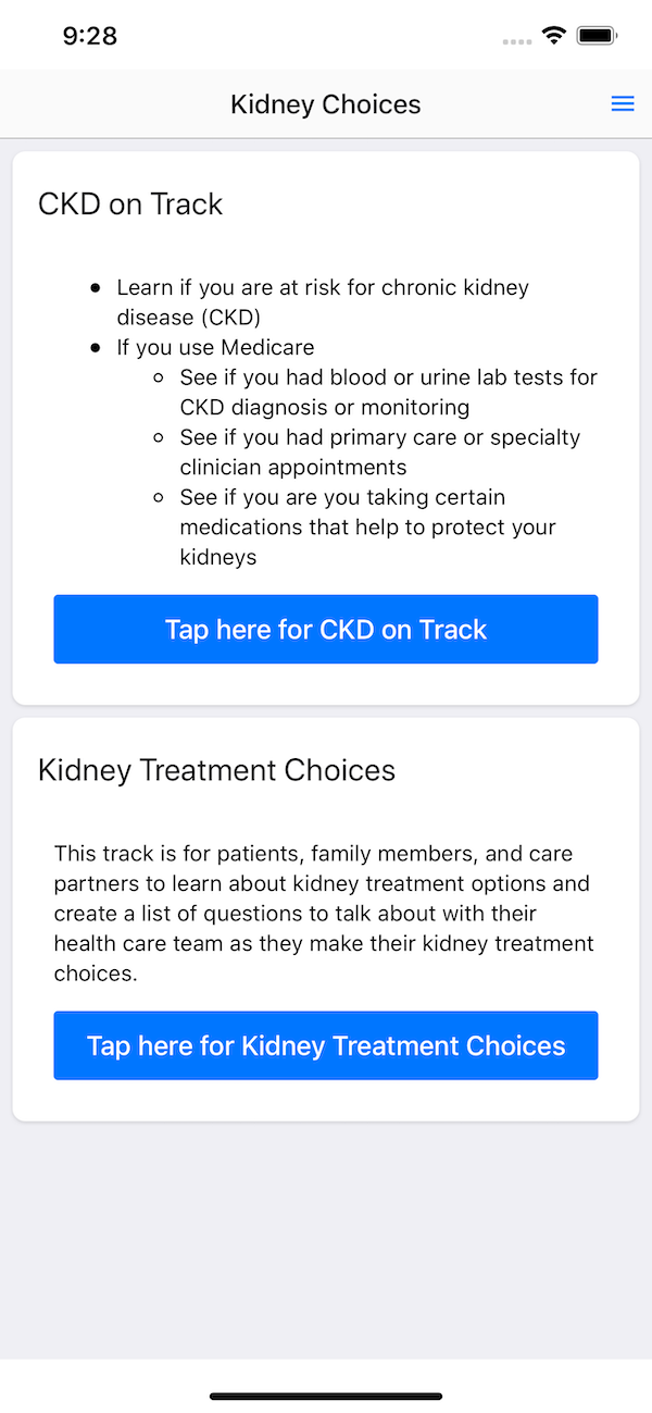 Kidney Choices App screenshot