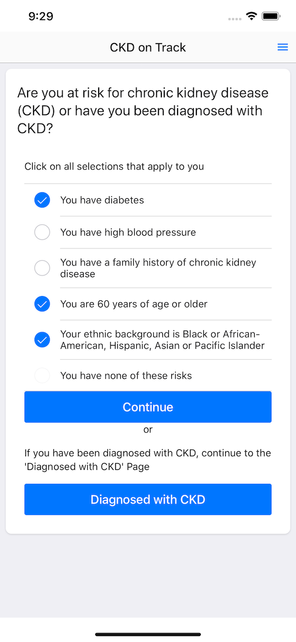 Kidney Choices App screenshot