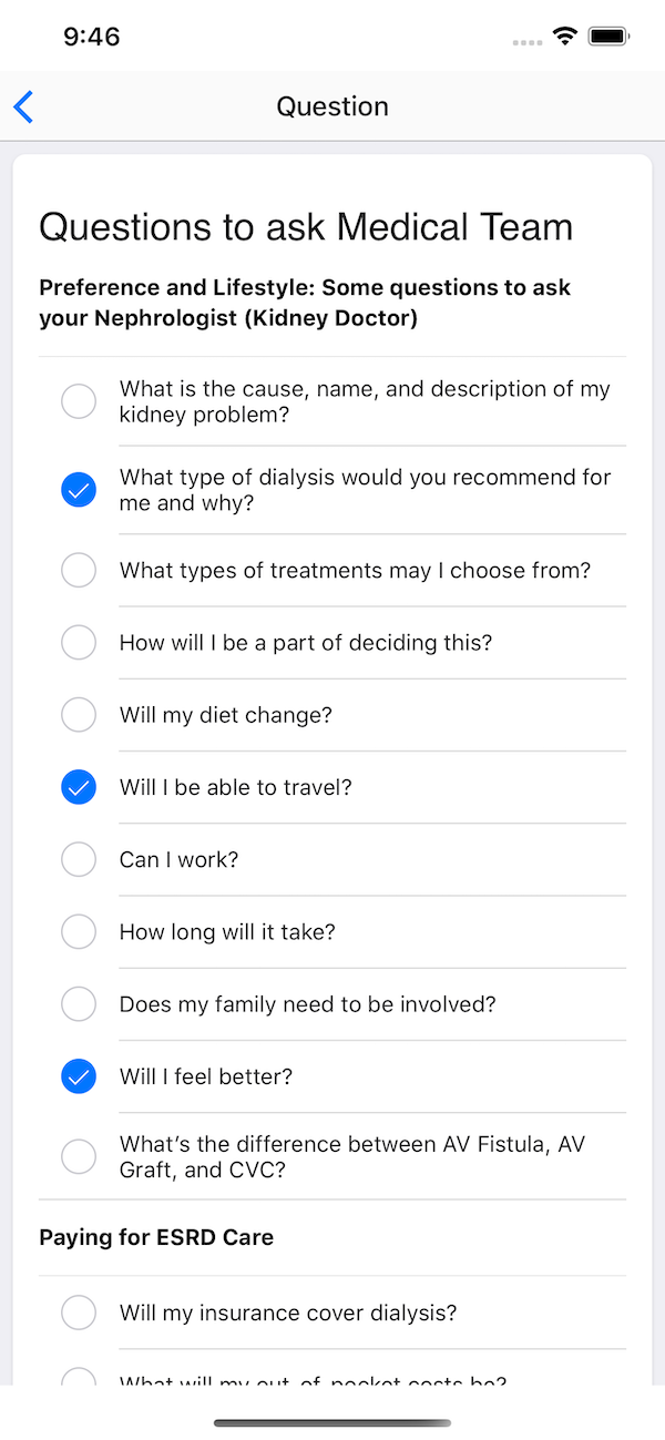 Kidney Choices App screenshot